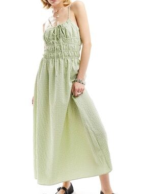 Light Green Gingham Sundress (midi)